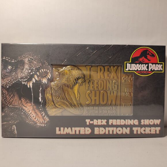 Jurassic Park T-Rex Feeding Show Ticket Vehicle ID Card & Mosquito In Amber Set - Picture 2 of 14